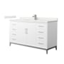 Wyndham Collection Amici 60" Free Standing Single Basin Vanity Set with Cabinet and Quartz Vanity Top White / White Quartz Top / Brushed Nickel Hardware
