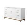 Wyndham Collection Amici 60" Single Free Standing Vanity Cabinet Only - Less Vanity Top White / Satin Bronze Hardware