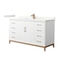 Wyndham Collection Amici 60" Free Standing Single Basin Vanity Set with Cabinet and Quartz Vanity Top White / Giotto Quartz Top / Satin Bronze Hardware