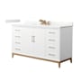 Wyndham Collection Amici 60" Free Standing Single Basin Vanity Set with Cabinet and Quartz Vanity Top White / Giotto Quartz Top / Satin Bronze Hardware