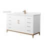 Wyndham Collection Amici 60" Free Standing Single Basin Vanity Set with Cabinet and Quartz Vanity Top White / White Quartz Top / Satin Bronze Hardware