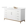 Wyndham Collection Amici 60" Free Standing Single Basin Vanity Set with Cabinet and Quartz Vanity Top White / White Quartz Top / Satin Bronze Hardware