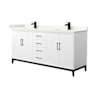 Wyndham Collection Amici 72" Free Standing Double Basin Vanity Set with Cabinet and Quartz Vanity Top White / Giotto Quartz Top / Matte Black Hardware