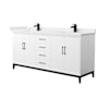 Wyndham Collection Amici 72" Free Standing Double Basin Vanity Set with Cabinet and Cultured Marble Vanity Top White / White Cultured Marble Top / Matte Black Hardware