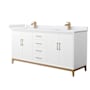 Wyndham Collection Amici 72" Free Standing Double Basin Vanity Set with Cabinet and Cultured Marble Vanity Top White / White Cultured Marble Top / Satin Bronze Hardware