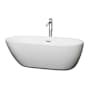Wyndham Collection Melissa 65" Free Standing Acrylic Soaking Tub with Center Drain, Drain Assembly, and Overflow - Includes Floor Mounted Tub Filler with Hand Shower White / Polished Chrome Trim