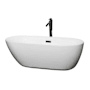 Wyndham Collection Melissa 65" Free Standing Acrylic Soaking Tub with Center Drain, Drain Assembly, and Overflow - Includes Floor Mounted Tub Filler with Hand Shower White / Matte Black Trim