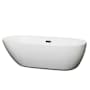 Wyndham Collection Melissa 71" Free Standing Acrylic Soaking Tub with Center Drain, Drain Assembly, and Overflow White / Matte Black Trim