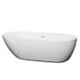 Wyndham Collection Melissa 71" Free Standing Acrylic Soaking Tub with Center Drain, Drain Assembly, and Overflow White / Shiny White Trim