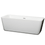 Wyndham Collection Emily 69" Free Standing Acrylic Soaking Tub with Center Drain, Pop-Up Drain Assembly, and Overflow - Tub Filler Not Included White / Polished Chrome Trim