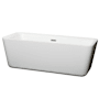 Wyndham Collection Emily 69" Free Standing Acrylic Soaking Tub with Center Drain, Pop-Up Drain Assembly, and Overflow - Tub Filler Not Included White / Brushed Nickel Trim