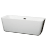 Wyndham Collection Emily 69" Free Standing Acrylic Soaking Tub with Center Drain, Drain Assembly, and Overflow White / Matte Black Trim