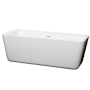 Wyndham Collection Emily 69" Free Standing Acrylic Soaking Tub with Center Drain, Drain Assembly, and Overflow White / Shiny White Trim