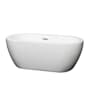 Wyndham Collection Soho 60" Free Standing Acrylic Soaking Tub with Center Drain, Pop-Up Drain Assembly, and Overflow - Tub Filler Not Included White / Polished Chrome Trim