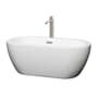 Wyndham Collection Soho 60" Free Standing Acrylic Soaking Tub with Center Drain, Drain Assembly, and Overflow - Includes Floor Mounted Tub Filler with Hand Shower White / Brushed Nickel Trim