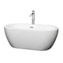 Wyndham Collection Soho 60" Free Standing Acrylic Soaking Tub with Center Drain, Drain Assembly, and Overflow - Includes Floor Mounted Tub Filler with Hand Shower White / Polished Chrome Trim