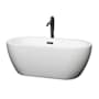 Wyndham Collection Soho 60" Free Standing Acrylic Soaking Tub with Center Drain, Drain Assembly, and Overflow - Includes Floor Mounted Tub Filler with Hand Shower White / Matte Black Trim