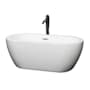 Wyndham Collection Soho 60" Free Standing Acrylic Soaking Tub with Center Drain, Drain Assembly, and Overflow - Includes Floor Mounted Tub Filler with Hand Shower White / Polished Chrome Trim / Matte Black Faucet