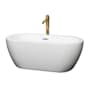 Wyndham Collection Soho 60" Free Standing Acrylic Soaking Tub with Center Drain, Drain Assembly, and Overflow - Includes Floor Mounted Tub Filler with Hand Shower White / Polished Chrome Trim / Brushed Gold Faucet