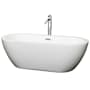 Wyndham Collection Soho 68" Free Standing Acrylic Soaking Tub with Center Drain, Drain Assembly, and Overflow - Includes Floor Mounted Tub Filler with Hand Shower White / Polished Chrome Trim