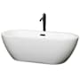 Wyndham Collection Soho 68" Free Standing Acrylic Soaking Tub with Center Drain, Drain Assembly, and Overflow - Includes Floor Mounted Tub Filler with Hand Shower White / Matte Black Trim