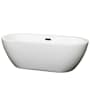 Wyndham Collection Soho 68" Free Standing Acrylic Soaking Tub with Center Drain, Drain Assembly, and Overflow White / Matte Black Trim