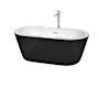 Wyndham Collection Mermaid 60" Free Standing Acrylic Soaking Tub with Center Drain, Drain Assembly, and Overflow - Includes Floor Mounted Tub Filler with Hand Shower Black / Polished Chrome Trim