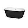 Wyndham Collection Mermaid 60" Free Standing Acrylic Soaking Tub with Center Drain, Drain Assembly, and Overflow Black / Brushed Nickel Trim