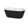 Wyndham Collection Mermaid 60" Free Standing Acrylic Soaking Tub with Center Drain, Drain Assembly, and Overflow Black / Matte Black Trim
