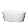 Wyndham Collection Mermaid 60" Free Standing Acrylic Soaking Tub with Center Drain, Drain Assembly, and Overflow White / Brushed Nickel Trim