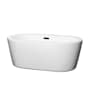 Wyndham Collection Mermaid 60" Free Standing Acrylic Soaking Tub with Center Drain, Drain Assembly, and Overflow White / Matte Black Trim