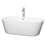 Wyndham Collection Mermaid 67" Free Standing Acrylic Soaking Tub with Center Drain, Drain Assembly, and Overflow - Includes Floor Mounted Tub Filler with Hand Shower White / Polished Chrome Trim