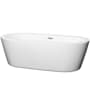Wyndham Collection Mermaid 71" Free Standing Acrylic Soaking Tub with Center Drain, Pop-Up Drain Assembly, and Overflow - Tub Filler Not Included White / Polished Chrome Trim