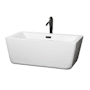 Wyndham Collection Laura 59" Free Standing Acrylic Soaking Tub with Center Drain, Drain Assembly, and Overflow - Includes Floor Mounted Tub Filler with Hand Shower White / Matte Black Trim