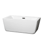 Wyndham Collection Laura 59" Free Standing Acrylic Soaking Tub with Center Drain, Drain Assembly, and Overflow White / Matte Black Trim