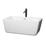 Wyndham Collection Laura 59" Free Standing Acrylic Soaking Tub with Center Drain, Drain Assembly, and Overflow - Includes Floor Mounted Tub Filler with Hand Shower White / Polished Chrome Trim / Matte Black Faucet