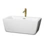 Wyndham Collection Laura 59" Free Standing Acrylic Soaking Tub with Center Drain, Drain Assembly, and Overflow - Includes Floor Mounted Tub Filler with Hand Shower White / Polished Chrome Trim / Brushed Gold Faucet