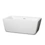 Wyndham Collection Laura 59" Free Standing Acrylic Soaking Tub with Center Drain, Drain Assembly, and Overflow White / Shiny White Trim