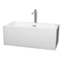 Wyndham Collection Melody 60" Free Standing Acrylic Soaking Tub with Center Drain, Drain Assembly, and Overflow - Includes Floor Mounted Tub Filler with Hand Shower White / Brushed Nickel Trim