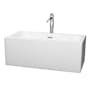Wyndham Collection Melody 60" Free Standing Acrylic Soaking Tub with Center Drain, Drain Assembly, and Overflow - Includes Floor Mounted Tub Filler with Hand Shower White / Polished Chrome Trim