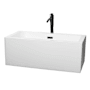 Wyndham Collection Melody 60" Free Standing Acrylic Soaking Tub with Center Drain, Drain Assembly, and Overflow - Includes Floor Mounted Tub Filler with Hand Shower White / Matte Black Trim