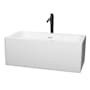 Wyndham Collection Melody 60" Free Standing Acrylic Soaking Tub with Center Drain, Drain Assembly, and Overflow - Includes Floor Mounted Tub Filler with Hand Shower White / Shiny White Trim / Matte Black Faucet