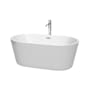 Wyndham Collection Carissa 60" Free Standing Acrylic Soaking Tub with Center Drain, Drain Assembly, and Overflow - Includes Floor Mounted Tub Filler with Hand Shower White / Polished Chrome Trim