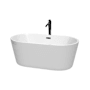 Wyndham Collection Carissa 60" Free Standing Acrylic Soaking Tub with Center Drain, Drain Assembly, and Overflow - Includes Floor Mounted Tub Filler with Hand Shower White / Matte Black Trim