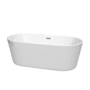 Wyndham Collection Carissa 67" Free Standing Acrylic Soaking Tub with Center Drain, Drain Assembly, and Overflow White / Brushed Nickel Trim