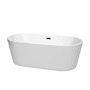 Wyndham Collection Carissa 67" Free Standing Acrylic Soaking Tub with Center Drain, Drain Assembly, and Overflow White / Matte Black Trim