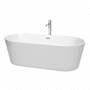 Wyndham Collection Carissa 71" Free Standing Acrylic Soaking Tub with Center Drain, Drain Assembly, and Overflow - Includes Floor Mounted Tub Filler with Hand Shower White / Polished Chrome Trim