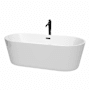 Wyndham Collection Carissa 71" Free Standing Acrylic Soaking Tub with Center Drain, Drain Assembly, and Overflow - Includes Floor Mounted Tub Filler with Hand Shower White / Matte Black Trim