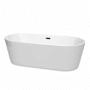 Wyndham Collection Carissa 71" Free Standing Acrylic Soaking Tub with Center Drain, Drain Assembly, and Overflow White / Matte Black Trim