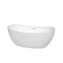 Wyndham Collection Rebecca 60" Free Standing Acrylic Soaking Tub with Center Drain, Drain Assembly, and Overflow White / Shiny White Trim